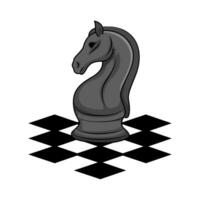 chess knight in chess board illustration vector