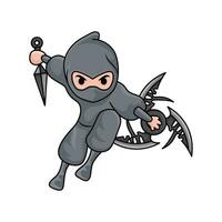 kunai with shuriken in ninja illusration vector