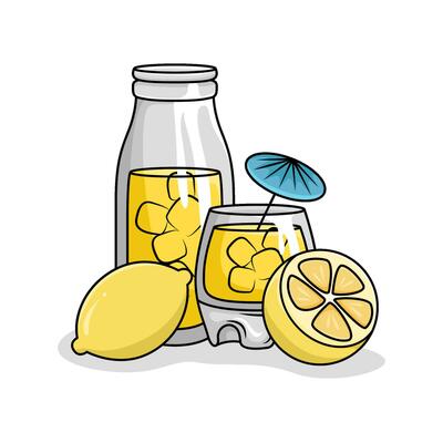 lemon juice with lemon fruit illustration