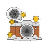 camera photo, brightness with shooter in speech bubble illustration vector