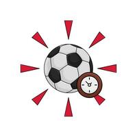 fútbol pelota con reloj hora ilustración vector