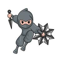 kunai with shuriken in ninja illusration vector