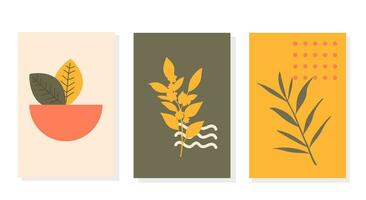 Plants and flowers in the Bauhaus style, patterns with simple geometry vector