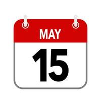 15 May, calendar date icon on white background. vector