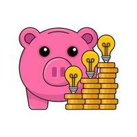 piggy bank, money coin with lamp idea illustration vector