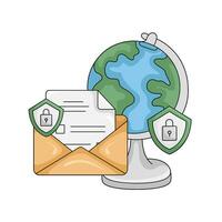 mail, protection with globe illustration vector