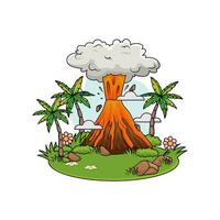 erupción en bosque ilustración vector