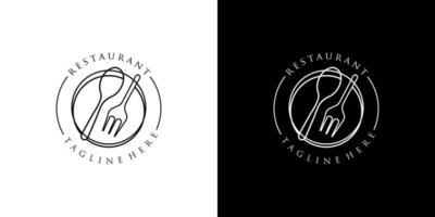 Restaurant logo with spoon and fork icon, modern concept vector