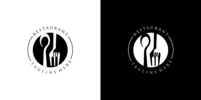 Restaurant logo with spoon and fork icon, modern concept vector