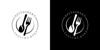 Restaurant logo with spoon and fork icon, modern concept vector