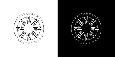 restaurante logo con cuchara y tenedor icono, moderno concepto vector