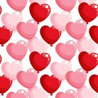Seamless pattern, heart balloons on a white background. Background for Valentine's Day, birthday, wedding, holiday print, vector