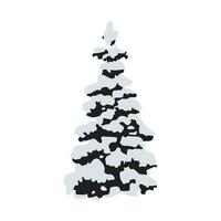 Christmas tree in the snow, isolated on a white background. Illustration, vector