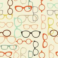 Seamless pattern, colorful silhouettes of eyeglasses in boho style. Background, print, vector