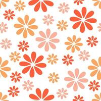 Seamless pattern, simple pink and yellow flowers on a white background. Background, textile, vector