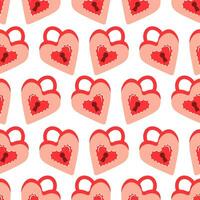 Seamless pattern, cute heart locks on a white background. Background for Valentine's Day, vector