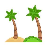 palma árbol en playa con césped ilustración vector