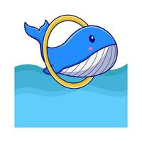 ballena jugando hola hoop en nadando piscina ilustración vector