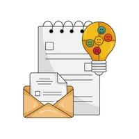 correo electrónico, documento con idea ilustración vector