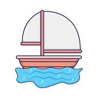 boat in ocean illustration vector