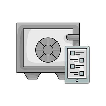 safe money with task list in mobile phone illustration vector