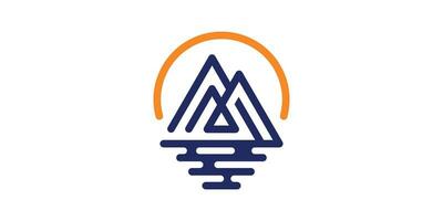 landscape, mountain, minimalist line logo design. vector