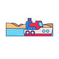 boat in beach illustration vector