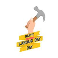 hammer in hand with labour day illustration vector