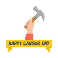 hammer in hand with labour day illustration vector