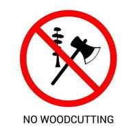 Prohibition sign, prohibited from cutting down trees vector