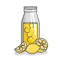 lemon juice with lemon fruit illustration vector