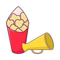 popcorn with trumpet illustration vector