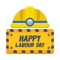 helmet labour with happy labour day  in board illustration vector