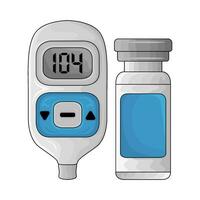 sangre azúcar detector máquina con fármaco diabetes ilustración vector