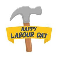 hammer with happy labour day illustration vector