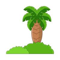 palm tree with grass illustration vector