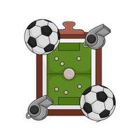 fútbol pelota, campo con silbar ilustración vector