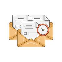 mail with clock time illustration vector