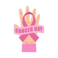 ribbon cancer day  in hand illustration vector