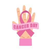 ribbon cancer day  in hand illustration vector