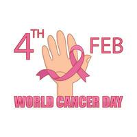 ribbon cancer day  in hand illustration vector