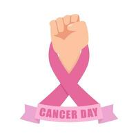 ribbon cancer day  in hand illustration vector