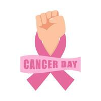 ribbon cancer day  in hand illustration vector