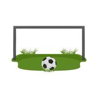 soccer ball in field wit goal illustration vector