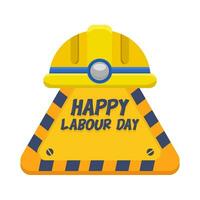 helmet labour with happy labour day in triangle board illustration vector