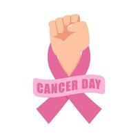 ribbon cancer day  in hand illustration vector