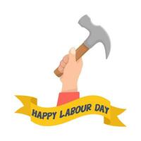 hammer in hand with labour day illustration vector