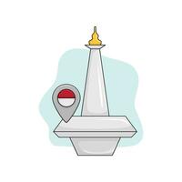 monas with location in indonesia illustration vector