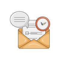 mail, speech bubble with clock time illustration vector