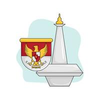 monas with badge indonesia illustration vector
